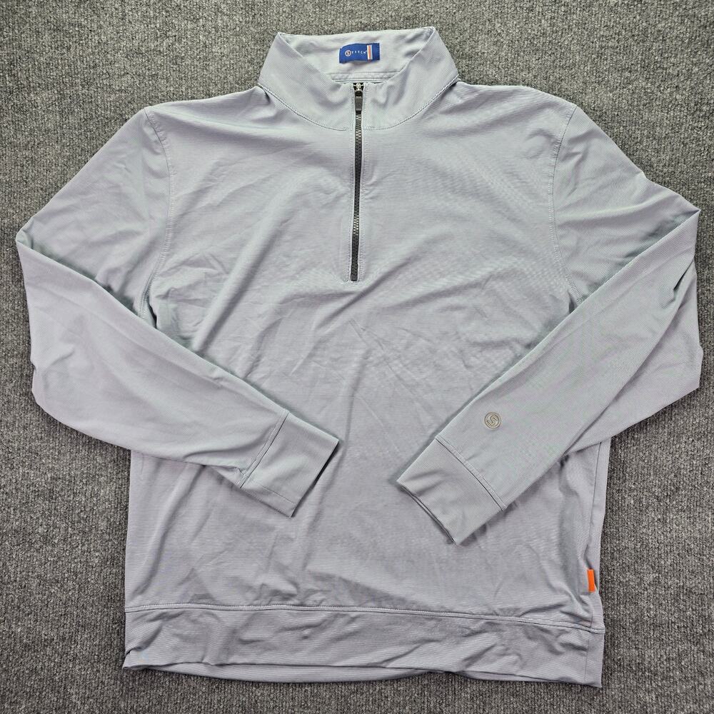 Stitch 1/4 Zip Pullover Mens Large Blue Gray Striped Golf Stretch Performance